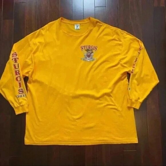 Sturgis 2011 South Dakota Motorcycle Rally Long Sleeve T-Shirt Yellow 3XL - Picture 16 of 16